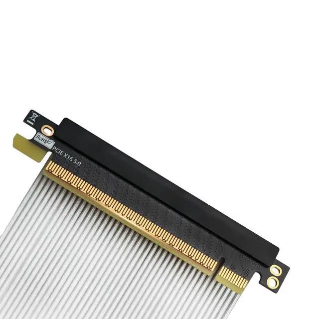 Alt view image 4 of 4 - PCIE 5.0 X16 Graphics Card Extension Cable Double Reverse GPU Adapter 64GBS High Speed Silver Plated for ITX Chassis 16AB5-RHB (19CM)
