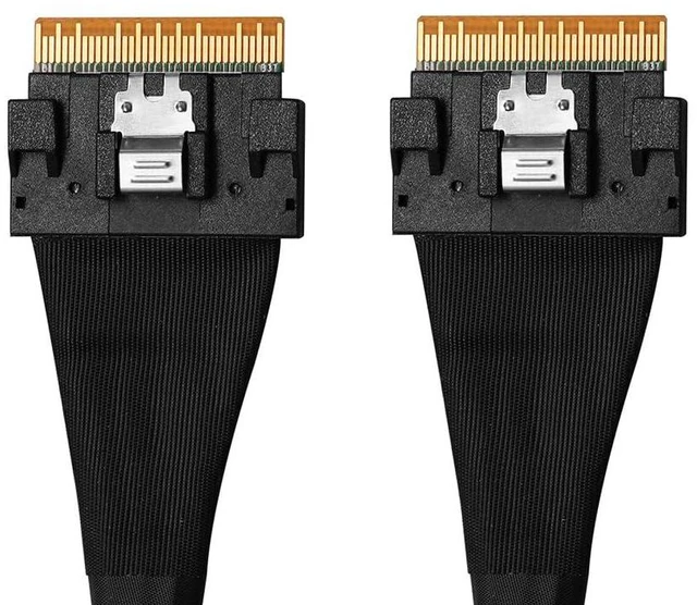 Alt view image 4 of 7 - PCIE4.0 x8 SFF8654 to SFF8654 Data Cable Male to Male Full Function Silver Plated Adapter SAS8X (50CM)