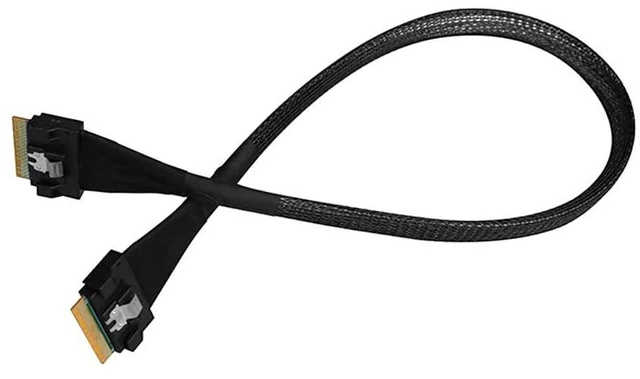 Alt view image 7 of 7 - PCIE4.0 x8 SFF8654 to SFF8654 Data Cable Male to Male Full Function Silver Plated Adapter SAS8X (50CM)