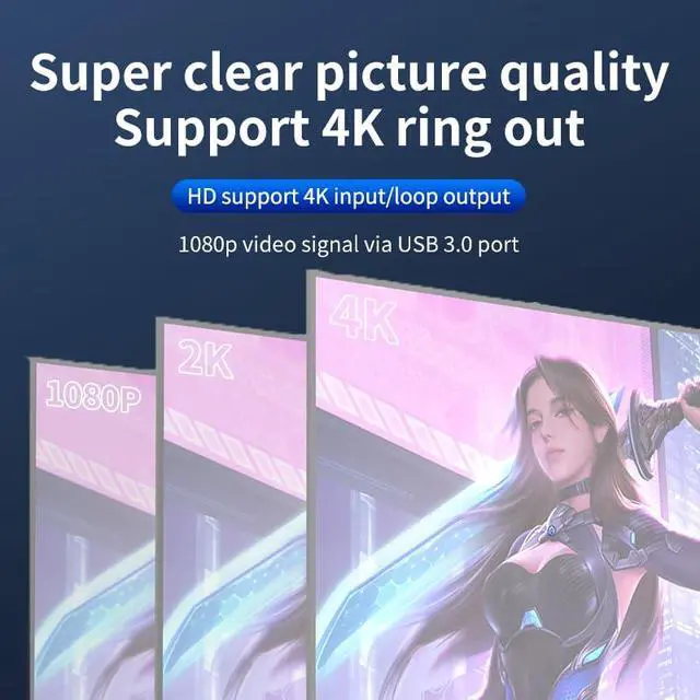 Alt view image 2 of 7 - USB 3.0 Video Capture Card 4K HD 60Hz Display Camera Live Recording Grabber Compatible with HDMI PS4 OBS Game