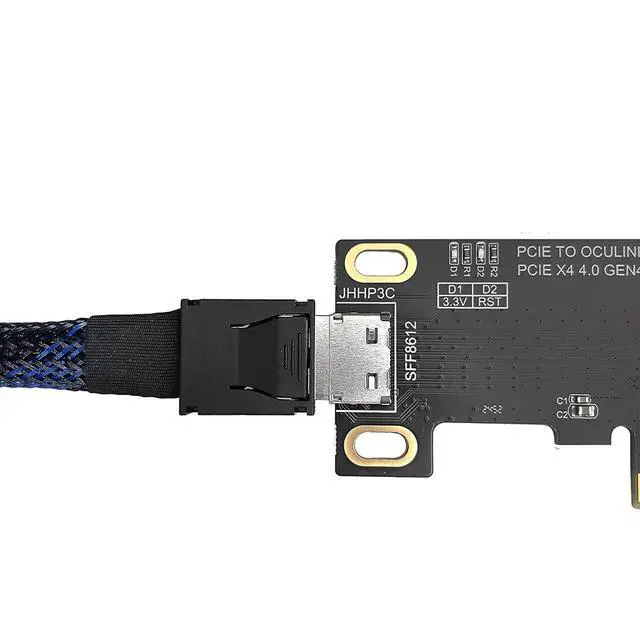 Alt view image 6 of 7 - PCIE4.0 X4 to SFF8612 Oculink Female Extension Adapter Support 8611 Data Cable Support Motherboard with X4 X8 X16 Slot