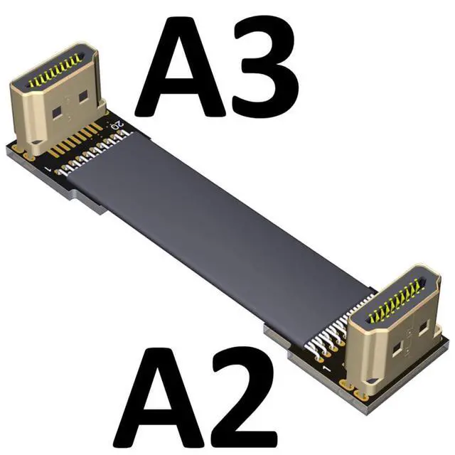 Alt view image 2 of 5 - ADT Flat Slim Angled Standard HDMI-Compatible 2.0 Extension Cable Male/Female 20 pin FFC FPC Ribbon Elbow Cable 2K/144hz 4K/60Hz for HDTV AV Aerial Photography (A2-A3,25cm)