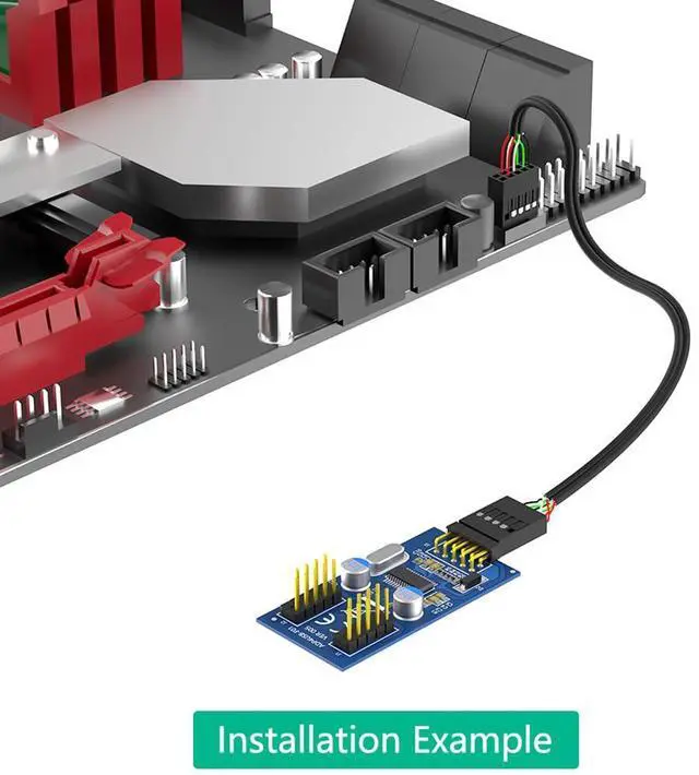 Alt view image 3 of 7 - 1 to 2 USB 2.0 9Pin Header Splitter Male to Female Extension Board with 30cm Cable Prevent Short Circuit Socket for Motherboard (USB 2.0 9Pin 1 to 2)