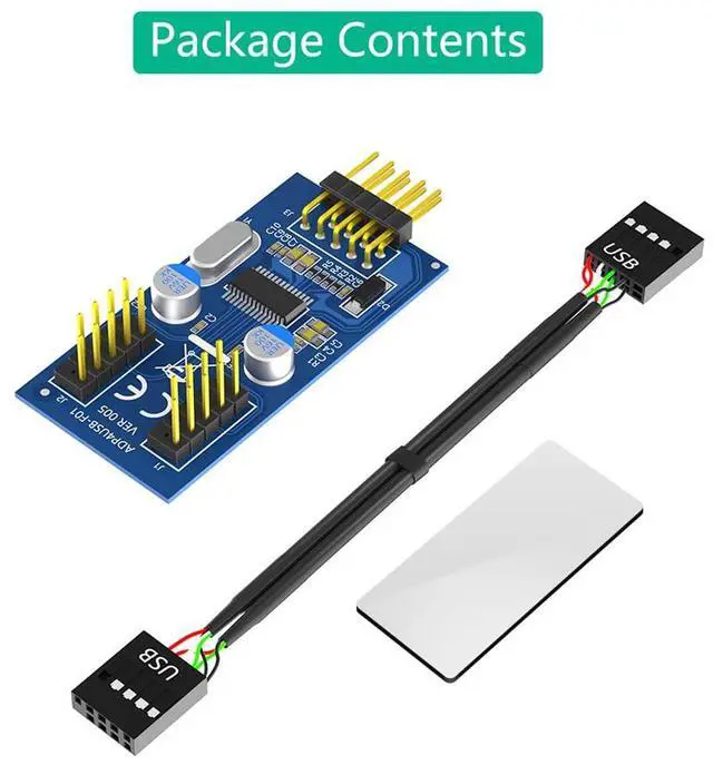 Alt view image 6 of 7 - 1 to 2 USB 2.0 9Pin Header Splitter Male to Female Extension Board with 30cm Cable Prevent Short Circuit Socket for Motherboard (USB 2.0 9Pin 1 to 2)