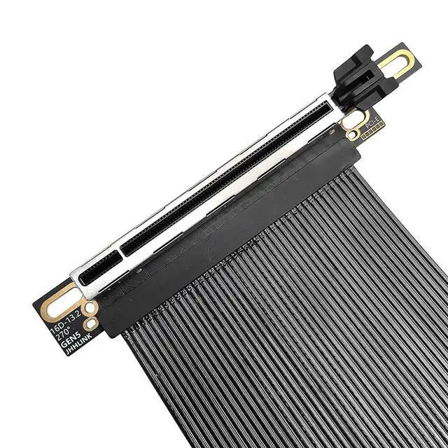 Alt view image 3 of 7 - PCIe 5.0 X16 64GB/s Extension Cable 270-degree Reverse Right- Angle GPU Adapter Graphics Card GEN5 High Speed Cable 16AB5 Compatible with 217e / NZ XT H1 Case (32CM)