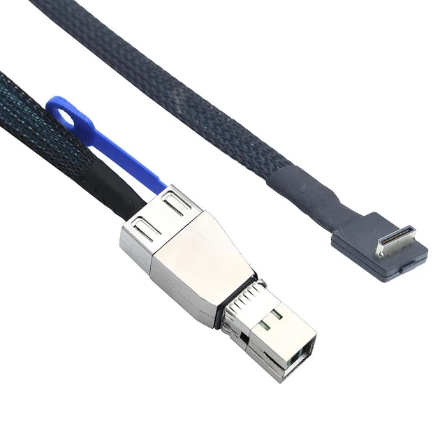 Alt view image 2 of 6 - PCIE OCuLink SFF-8611 4i 90° to SFF-HD 8644 4I Server in-Server Connection Cable Super Speed Data Transfer Extension Cable (50cm)