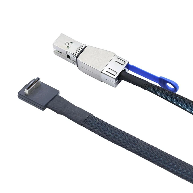 Alt view image 3 of 6 - PCIE OCuLink SFF-8611 4i 90° to SFF-HD 8644 4I Server in-Server Connection Cable Super Speed Data Transfer Extension Cable (50cm)