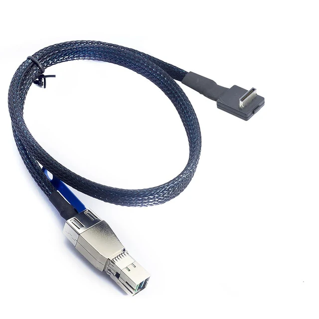 Alt view image 5 of 6 - PCIE OCuLink SFF-8611 4i 90° to SFF-HD 8644 4I Server in-Server Connection Cable Super Speed Data Transfer Extension Cable (50cm)