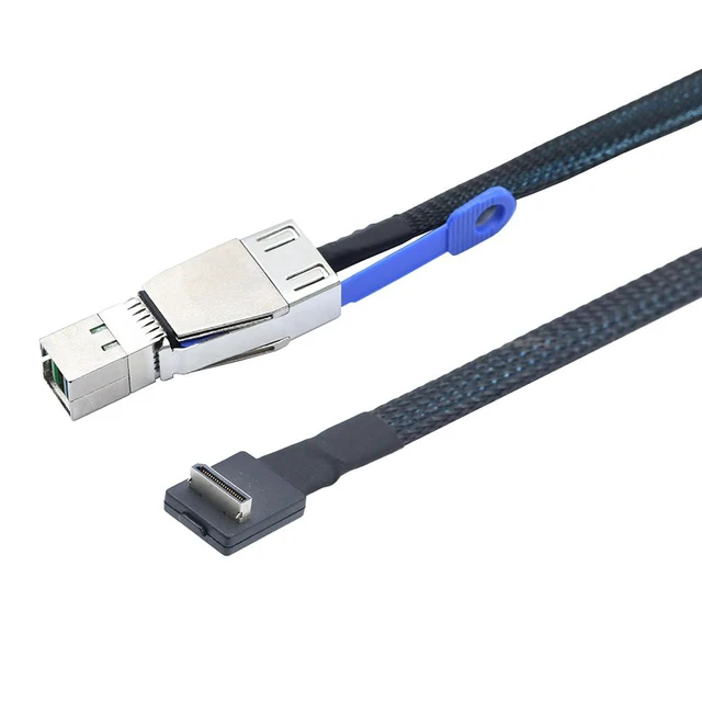 Alt view image 6 of 6 - PCIE OCuLink SFF-8611 4i 90° to SFF-HD 8644 4I Server in-Server Connection Cable Super Speed Data Transfer Extension Cable (50cm)
