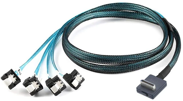 Main image of PCIE Oculink-Compatible SFF 8611 4I 90° to 4* SATA 7P 90° Server Super Speed Cable Data Transfer Extension Cable (50CM)