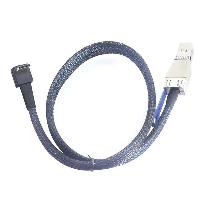 Alt view image 4 of 6 - PCIE OCuLink SFF-8611 4i 90° to SFF-HD 8644 4I Server in-Server Connection Cable Super Speed Data Transfer Extension Cable (50cm)