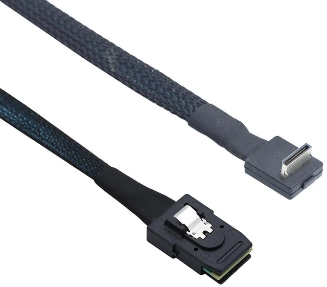 Alt view image 4 of 6 - Oculink PCIE SFF 8611 4I 90 Degree to MINI SAS SFF-8087 Cable Computer Connection Data Active Cable (50cm)