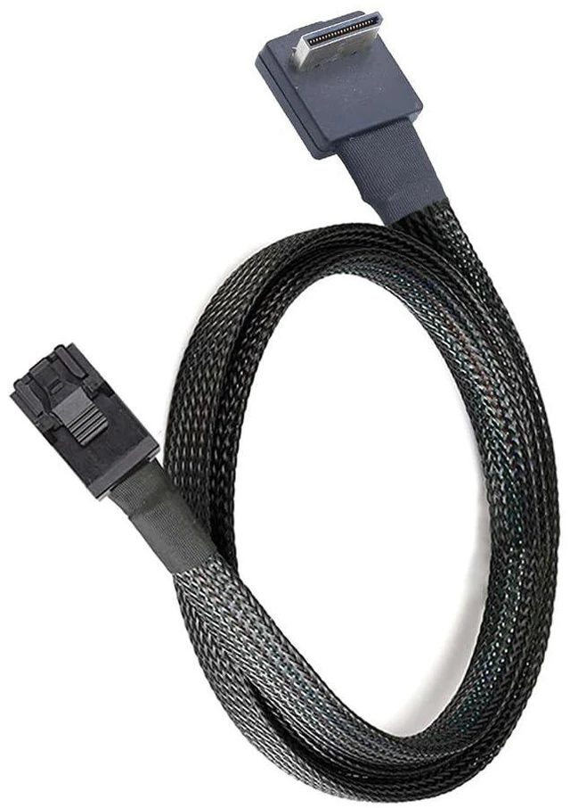 Alt view image 3 of 6 - Oculink PCIE SFF 8611 4I 32P 90 Degree to SFF-8643 Cable in-Computer Connection Data Active Cable for SSD (50cm)