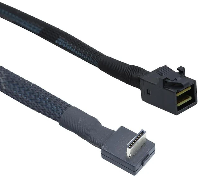 Alt view image 4 of 6 - Oculink PCIE SFF 8611 4I 32P 90 Degree to SFF-8643 Cable in-Computer Connection Data Active Cable for SSD (50cm)