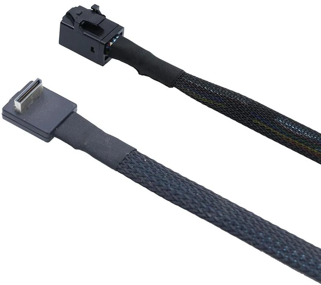 Alt view image 6 of 6 - Oculink PCIE SFF 8611 4I 32P 90 Degree to SFF-8643 Cable in-Computer Connection Data Active Cable for SSD (50cm)