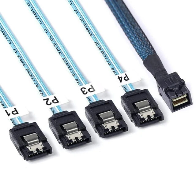 Alt view image 2 of 5 - MINI SAS HD 8643 to 4X SATA 7P Female Extension Cable 6Gbps Support 2.5-inch 3.5-inch SATA I II III Hard Drives (100cm)