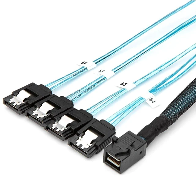 Main image of MINI SAS HD 8643 to 4X SATA 7P Female Extension Cable 6Gbps Support 2.5-inch 3.5-inch SATA I II III Hard Drives (100cm)
