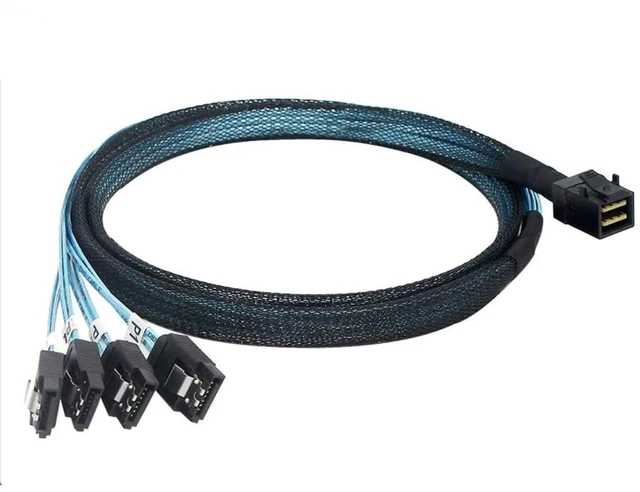 Alt view image 3 of 5 - MINI SAS HD 8643 to 4X SATA 7P Female Extension Cable 6Gbps Support 2.5-inch 3.5-inch SATA I II III Hard Drives (100cm)