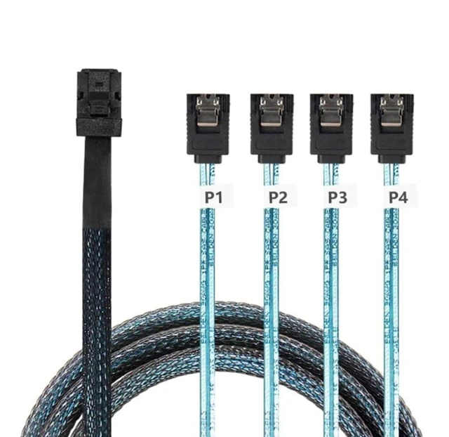 Alt view image 5 of 5 - MINI SAS HD 8643 to 4X SATA 7P Female Extension Cable 6Gbps Support 2.5-inch 3.5-inch SATA I II III Hard Drives (100cm)