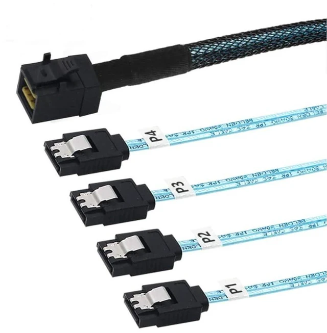 Alt view image 4 of 5 - MINI SAS HD 8643 to 4X SATA 7P Female Extension Cable 6Gbps Support 2.5-inch 3.5-inch SATA I II III Hard Drives (100cm)