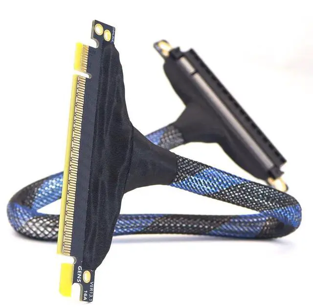 Main image of PCIE 5.0 X16 Extension Cable High Speed Silver Plated Cable GPU16AB5 Compatible with RTX 5090 Graphics Card (50cm)