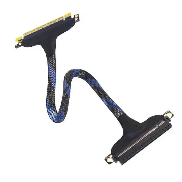 Alt view image 3 of 5 - PCIE 5.0 X16 Extension Cable High Speed Silver Plated Cable GPU16AB5 Compatible with RTX 5090 Graphics Card (50cm)