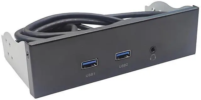 Main image of 2Ports USB3.2 Front Panel Bracket 5.25/3.5 Floppy Bay 19Pin to USB Hub HD Audio Earphone/USB-C 20Gbps with Cable for Desktop (Type B)