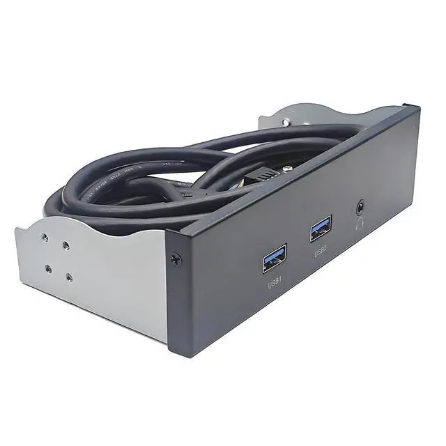 Alt view image 2 of 4 - 2Ports USB3.2 Front Panel Bracket 5.25/3.5 Floppy Bay 19Pin to USB Hub HD Audio Earphone/USB-C 20Gbps with Cable for Desktop (Type B)