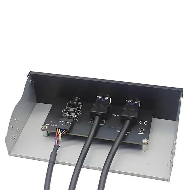 Alt view image 3 of 4 - 2Ports USB3.2 Front Panel Bracket 5.25/3.5 Floppy Bay 19Pin to USB Hub HD Audio Earphone/USB-C 20Gbps with Cable for Desktop (Type B)