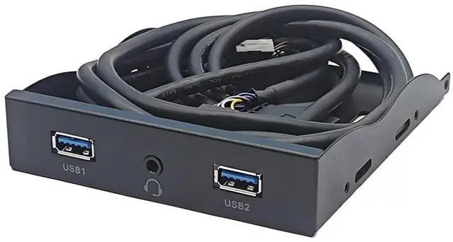 Main image of 2Ports USB3.2 Front Panel Bracket 5.25/3.5 Floppy Bay 19Pin to USB Hub HD Audio Earphone/USB-C 20Gbps with Cable for Desktop (Type C)