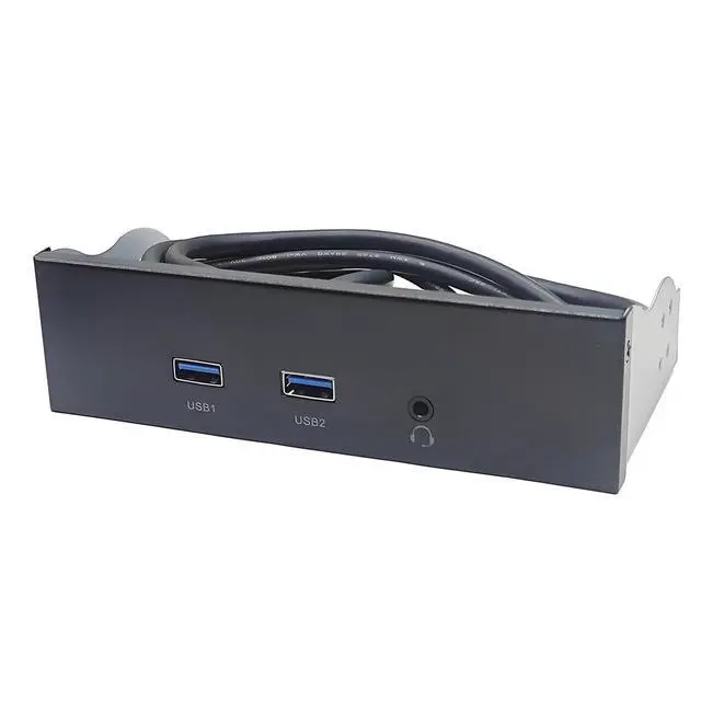 Alt view image 4 of 4 - 2Ports USB3.2 Front Panel Bracket 5.25/3.5 Floppy Bay 19Pin to USB Hub HD Audio Earphone/USB-C 20Gbps with Cable for Desktop (Type B)