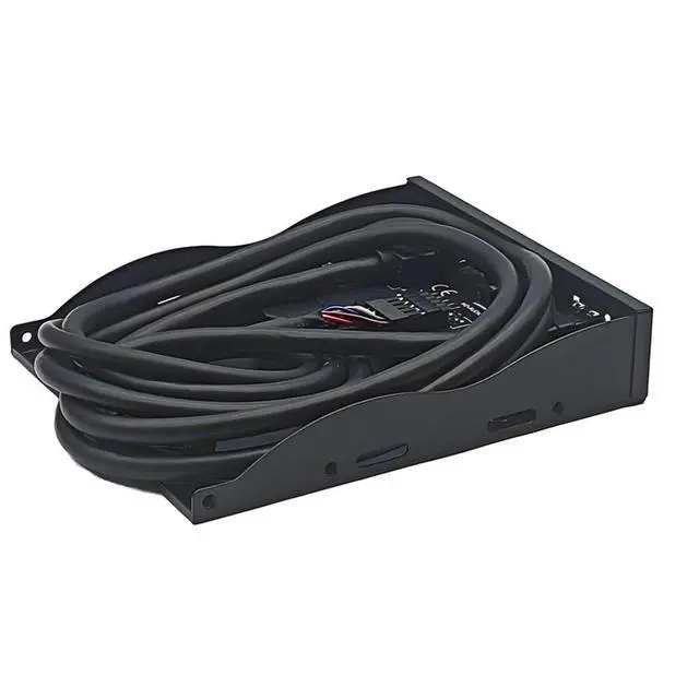 Alt view image 3 of 3 - 2Ports USB3.2 Front Panel Bracket 5.25/3.5 Floppy Bay 19Pin to USB Hub HD Audio Earphone/USB-C 20Gbps with Cable for Desktop (Type C)