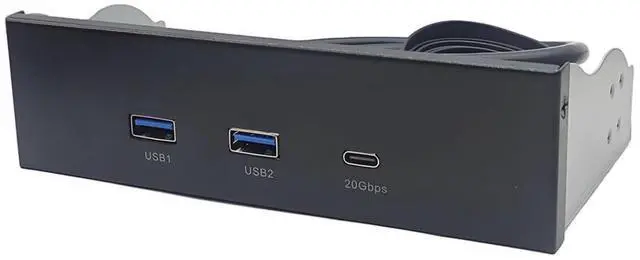 Main image of 2Ports USB3.2 Front Panel Bracket 5.25/3.5 Floppy Bay 19Pin to USB Hub HD Audio Earphone/USB-C 20Gbps with Cable for Desktop (Type A)