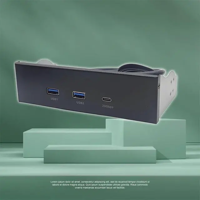 Alt view image 5 of 5 - 2Ports USB3.2 Front Panel Bracket 5.25/3.5 Floppy Bay 19Pin to USB Hub HD Audio Earphone/USB-C 20Gbps with Cable for Desktop (Type A)