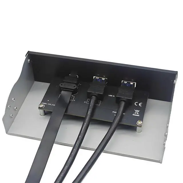 Alt view image 4 of 5 - 2Ports USB3.2 Front Panel Bracket 5.25/3.5 Floppy Bay 19Pin to USB Hub HD Audio Earphone/USB-C 20Gbps with Cable for Desktop (Type A)