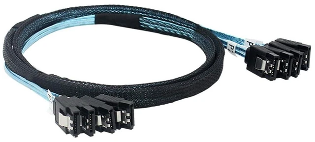 Alt view image 2 of 6 - SAS4.0 4*SATA to 4*SATA 7p Female Extension Cable for Server Computer Host SATA Hard Disk (180°,50cm)