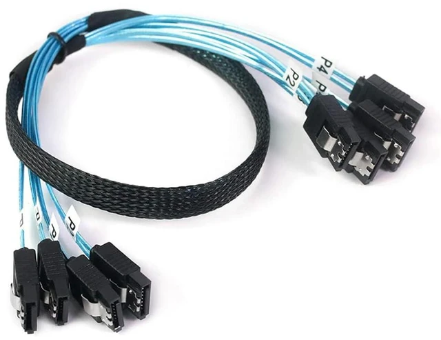 Main image of SAS4.0 4*SATA to 4*SATA 7p Female Extension Cable for Server Computer Host SATA Hard Disk (180°,50cm)