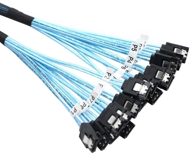 Alt view image 2 of 6 - SAS4.0 8*SATA to 8*SATA 7p Female Extension Cable 12G for Server Computer Host SATA Hard Disk (180°,100cm)