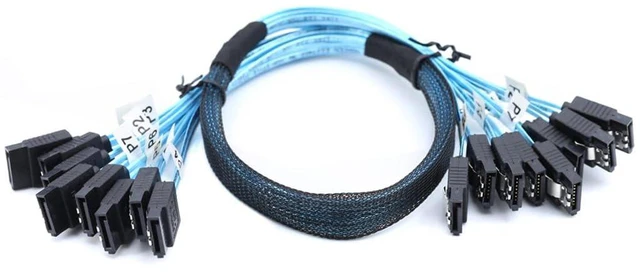 Alt view image 4 of 6 - SAS4.0 8*SATA to 8*SATA 7p Female Extension Cable 12G for Server Computer Host SATA Hard Disk (180°,100cm)