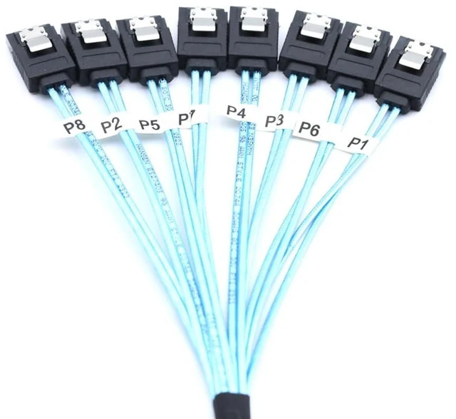 Alt view image 5 of 6 - SAS4.0 8*SATA to 8*SATA 7p Female Extension Cable 12G for Server Computer Host SATA Hard Disk (180°,100cm)