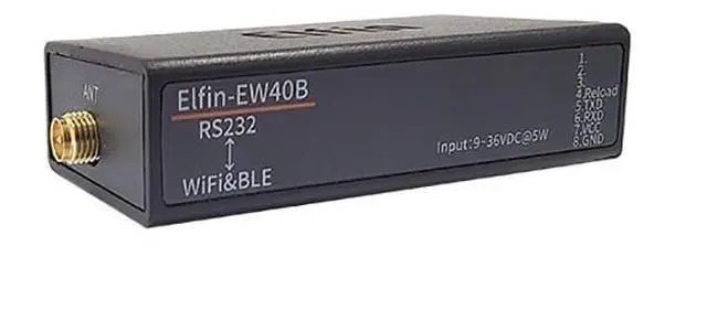 Main image of Elfin-EW40B-0 Gateway RS232 to Wi-Fi & Blueandtooth Serial Server with External Antenna Support STA/AP/AP+STA Modbus RTU/TCP (Server + Cable Part)