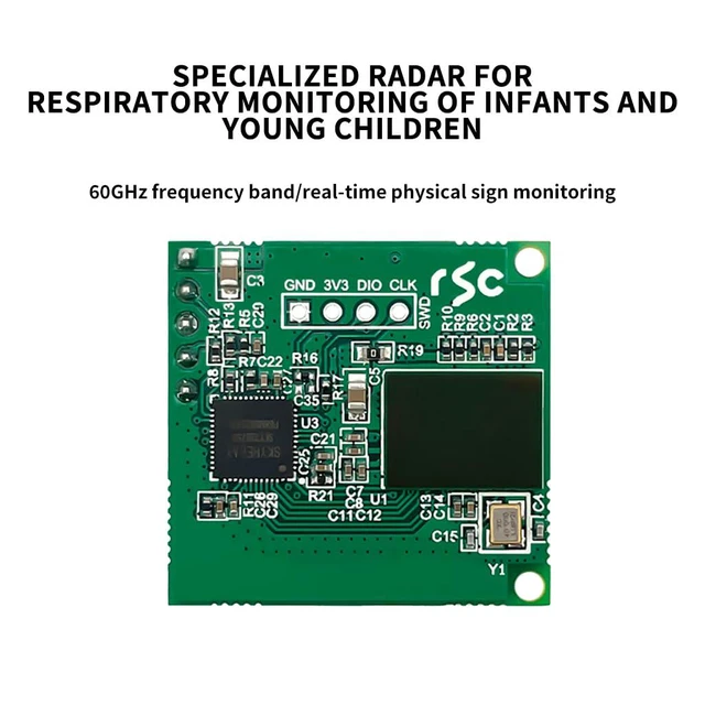Alt view image 3 of 5 - HLK-LD6002H 60G Infant Breathing Heartbeat Detection Ra·DAR Module Non-Contact Intelligent Monitoring Sensor (Module Only)