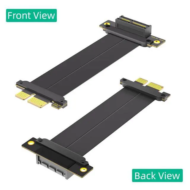 Alt view image 3 of 7 - PCI-E 4.0 4X 1X Extension Cable 10CM High Speed 8Gbps/4Gbps with Gold-Plated Connector for 1U 2U Chassis (1X, 90° to 180°,10cm)