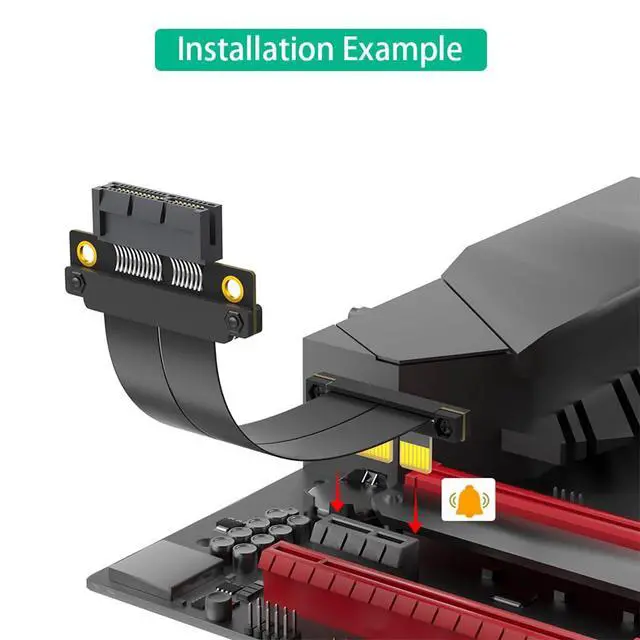 Alt view image 3 of 7 - PCI-E 4.0 4X 1X Extension Cable 10CM High Speed 8Gbps/4Gbps with Gold-Plated Connector for 1U 2U Chassis (1X, 180° to 90°,10cm)