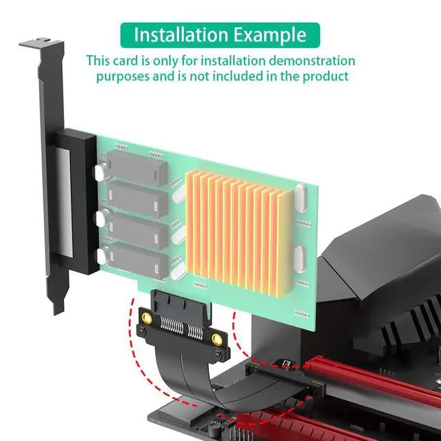 Alt view image 4 of 7 - PCI-E 4.0 4X 1X Extension Cable 10CM High Speed 8Gbps/4Gbps with Gold-Plated Connector for 1U 2U Chassis (1X, 180° to 90°,10cm)