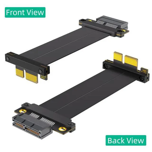 Alt view image 5 of 7 - PCI-E 4.0 4X 1X Extension Cable 10CM High Speed 8Gbps/4Gbps with Gold-Plated Connector for 1U 2U Chassis (1X, 180° to 90°,10cm)
