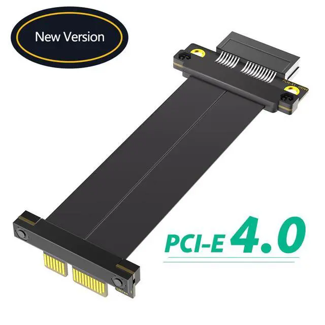 Alt view image 7 of 7 - PCI-E 4.0 4X 1X Extension Cable 10CM High Speed 8Gbps/4Gbps with Gold-Plated Connector for 1U 2U Chassis (1X, 180° to 90°,10cm)