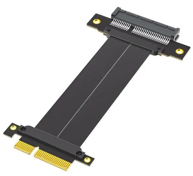 Main image of PCI-E 4.0 4X 1X Extension Cable 10CM High Speed 8Gbps/4Gbps with Gold-Plated Connector for 1U 2U Chassis (4X, 180° to 180°,10cm)
