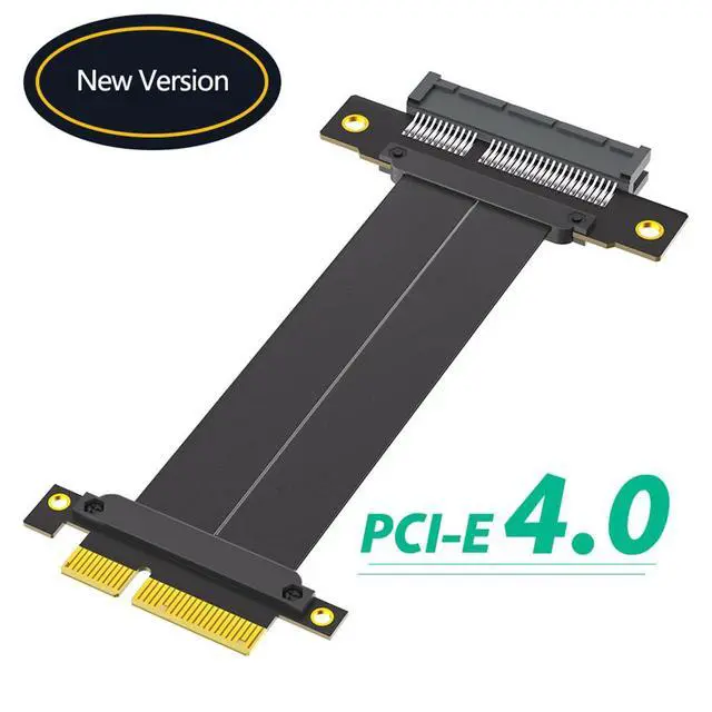 Alt view image 3 of 7 - PCI-E 4.0 4X 1X Extension Cable 10CM High Speed 8Gbps/4Gbps with Gold-Plated Connector for 1U 2U Chassis (4X, 180° to 180°,10cm)