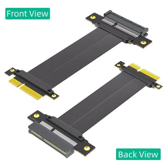 Alt view image 4 of 7 - PCI-E 4.0 4X 1X Extension Cable 10CM High Speed 8Gbps/4Gbps with Gold-Plated Connector for 1U 2U Chassis (4X, 180° to 180°,10cm)